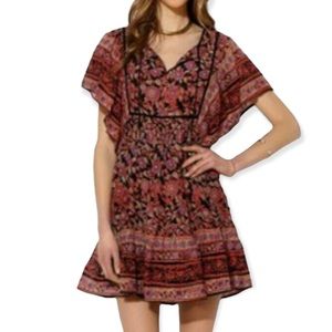 Ethnic printed ruffle tunic dress